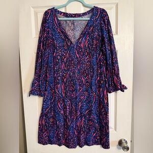 LILLY PULITZER CATH DRESS ALWAYS PAWSITIVE PRINT XL EUC
